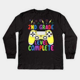 2nd Grade Level Complete Funny Gamer Shirt Last Day of School 2020 Graduation Kids Long Sleeve T-Shirt